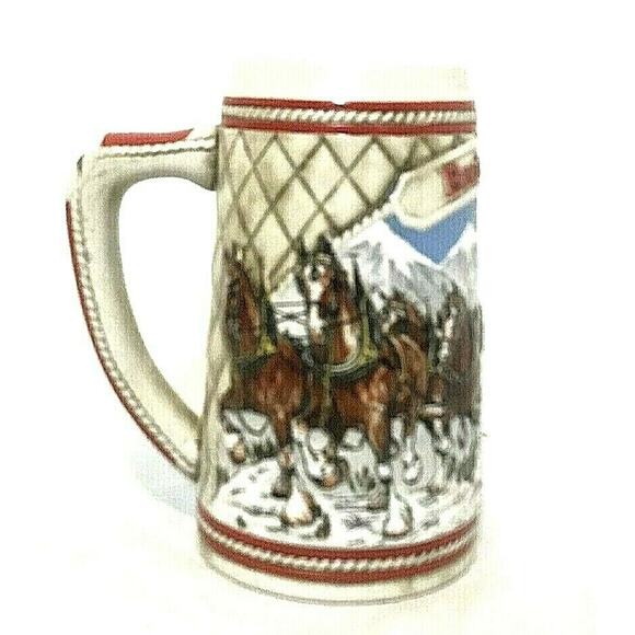 1985 Anhueser Busch BUDWEISER Series A Ceramarte CLYDESDALE Holiday Beer Stein - Picture 1 of 6